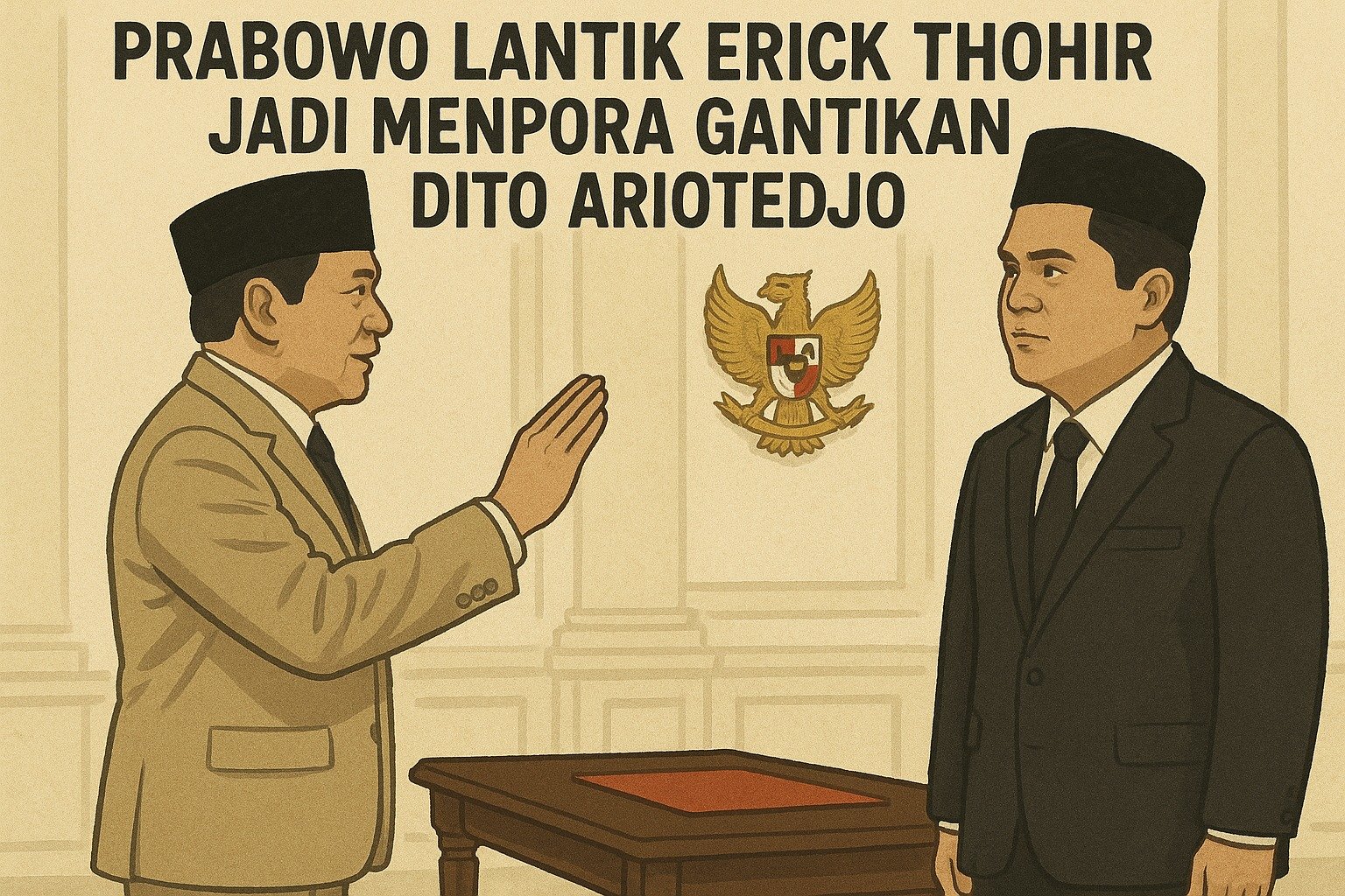 Prabowo Lantik Erick Thohir Jadi Menpora