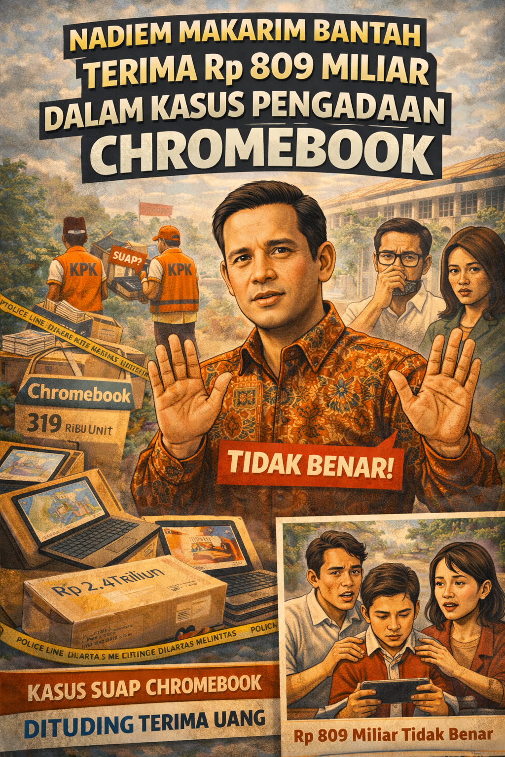 Nadiem Makarim Bantah Terima Rp 809 Miliar dalam Kasus Pengadaan Chromebook