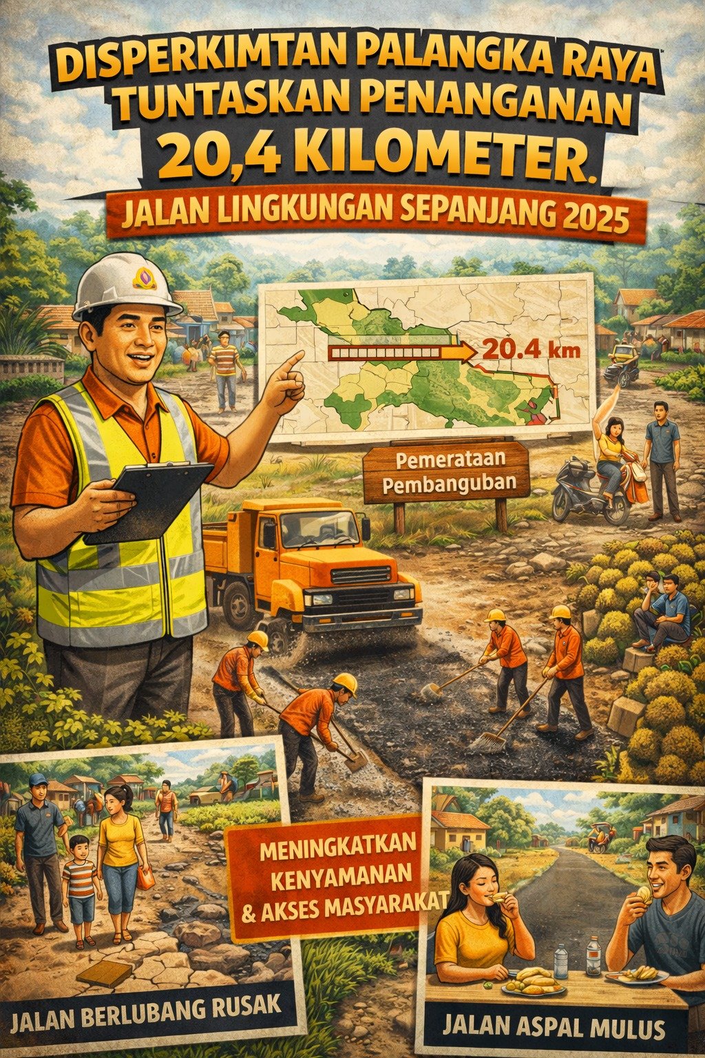 Disperkimtan Palangka Raya Tuntaskan Penanganan 20,4 Kilometer Jalan Lingkungan Sepanjang 2025